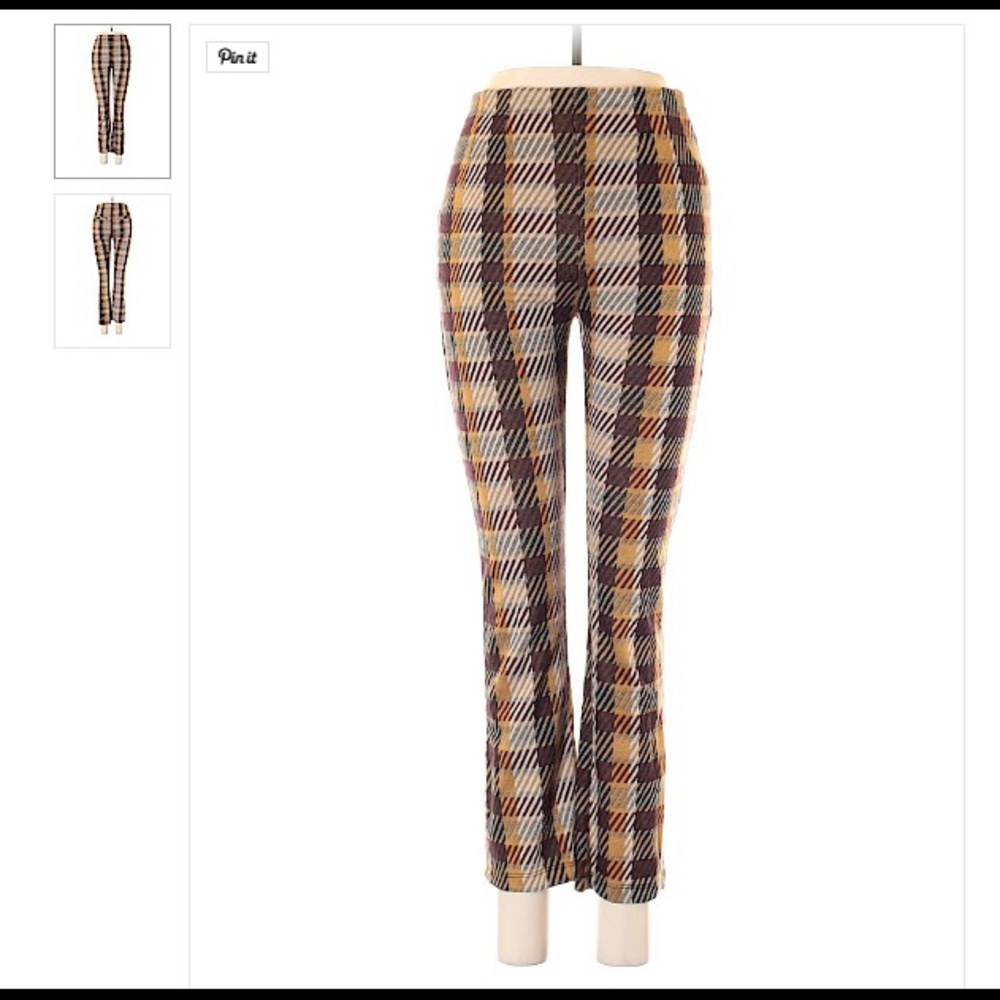 Free people casual pants plaid print